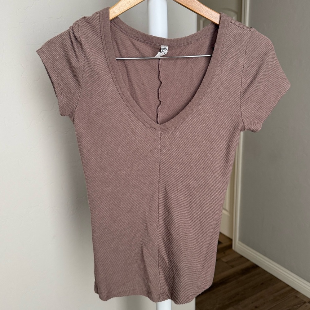 Intimately Free People Ribbed Vneck Top Small